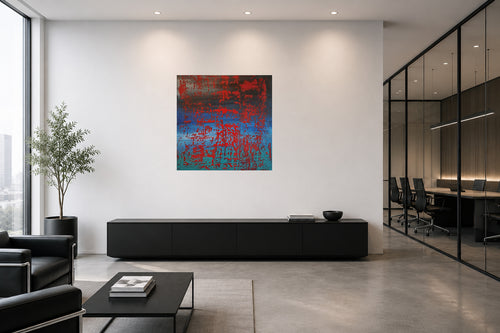 Molten – abstraktes Acrylgemälde in Raumansicht