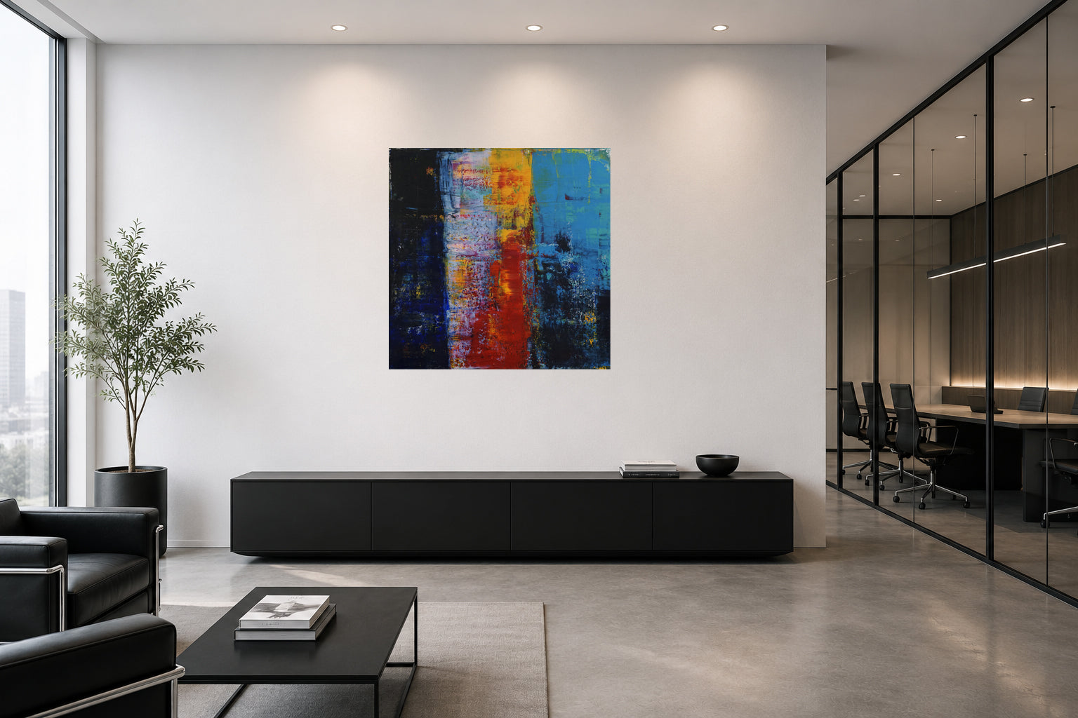 Rock’n’Roll – abstraktes Acrylgemälde in Raumansicht